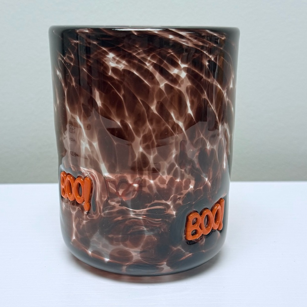 NEW Anthropologie Mystic Confetti juice glass BOO Icon Halloween Hand Blown